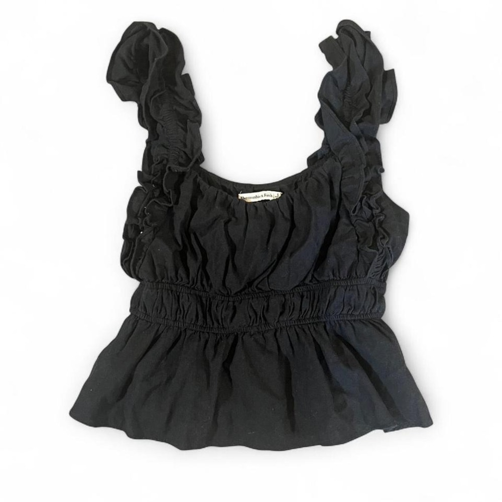 Abercrombie & Fitch Black Ruffle Strap Peplum Top‎ Blouse
